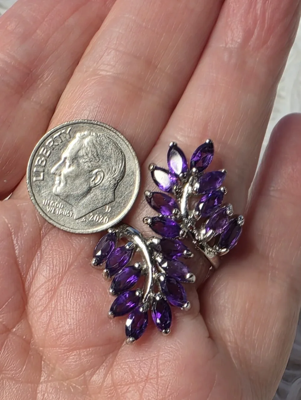Amethyst Marquise Sterling Silver Bypass Ring